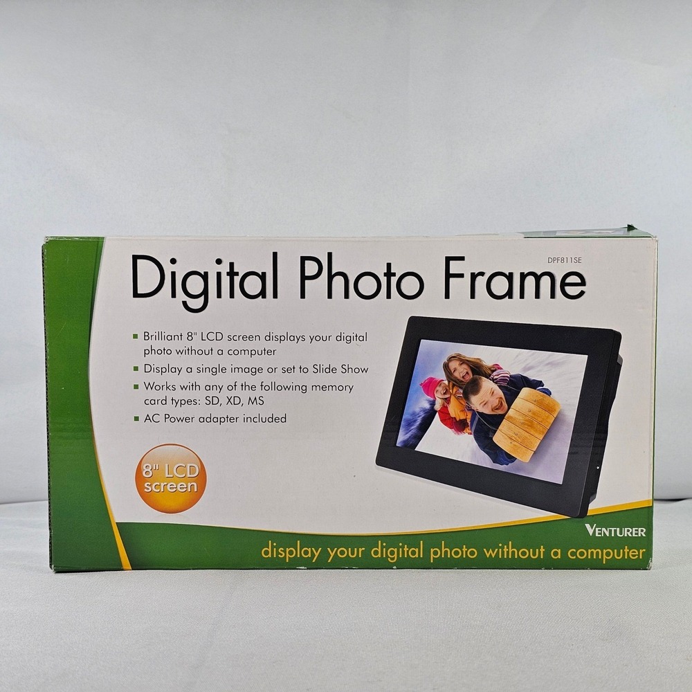 Venturer DPF811SE Digital Photo Frame 8 Inch LCD Screen Black SD XD MS Support